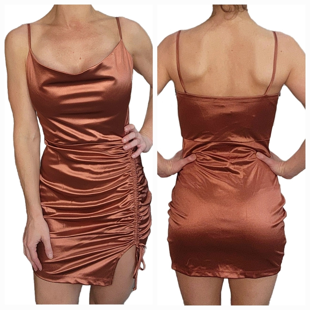 NWT Rose Gold 🌹Satin Cowl Neck Dress Size Small Windsor